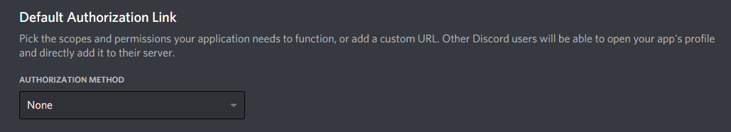 The Default Authorization Link section.